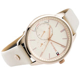 Tommy Hilfiger Brooke Quartz White Dial Cream Leather Strap Watch for Women  - 1782022