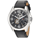 Tommy Hilfiger Bruce Analog Black Dial Black Leather Strap Watch for Men - 1791279