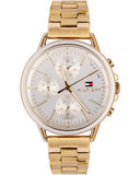 Tommy Hilfiger Carly White Dial Gold Steel Strap Watch for Women - 1781786