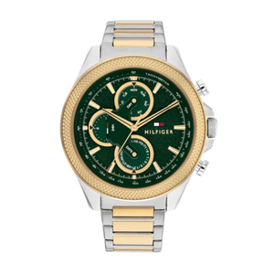 Tommy Hilfiger Clark Chronograph Blue Dial Two Tone Steel Strap Watch For Men - 1792079