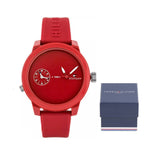Tommy Hilfiger Denim Quartz Red Dial Red Rubber Strap Watch for Men - 1791323