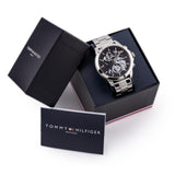 Tommy Hilfiger Henry Chronograph Black Dial Silver Steel Strap Watch For Men - 1710477