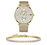 Tommy Hilfiger Jenna Quartz White Dial Gold Mesh Bracelet Watch For Women - 1781943