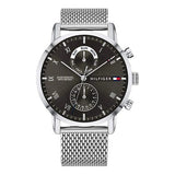 Tommy Hilfiger Kane Black Dial Silver Mesh Bracelet Watch for Men - 1710402