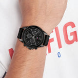 Tommy Hilfiger Lars Chronograph Black Dial Black Leather Strap Watch For Men - 1792062
