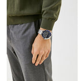 Tommy Hilfiger Larson Chronograph Blue Dial Silver Steel Strap Watch For Men - 1791917