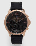 Tommy Hilfiger Luca Chronograph Black Dial Black Rubber Strap Watch For Men - 1710491