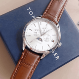 Tommy Hilfiger Oliver Quartz White Dial Brown Leather Strap Watch for Men - 1791304
