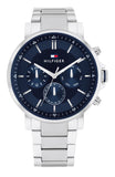 Tommy Hilfiger Tyson Chronograph Blue Dial Silver Steel Strap Watch For Men - 1710588