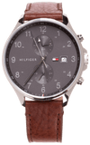 Tommy Hilfiger West Chronograph Grey Dial Brown Leather Strap Watch For Men - 1791710