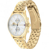 Tommy Hilfiger Whitney Chronograph Quartz Mother of Pearl White Dial Gold Steel Strap Watch For Women - 1782121