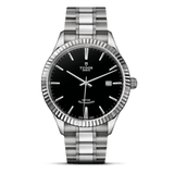 Tudor Style Automatic Black Dial Silver Steel Strap Watch for Men - M12710-0003
