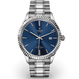 Tudor Style Automatic Blue Dial Silver Steel Strap Watch for Men - M12710-0013