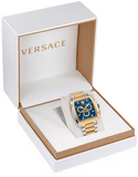 Versace Dominus Chronograph Blue Dial Two Tone Steel Strap Watch For Men - VE6H00723