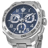 Versace Dylos Chronograph Blue Dial Silver Steel Strap Watch for Men - VQC090016