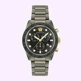 Versace Greca Dome Chronograph Black Dial Grey Steel Strap Watch for Men - VE6K00623