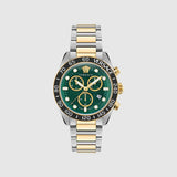 Versace Greca Dome Chronograph Green Dial Two Tone Steel Strap Watch for Men - VE6K00423