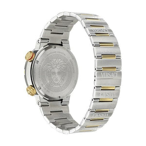 Versace Greca Logo Diver Quartz Black Dial Two Tone Steel Strap Watch for Men - VE8G00424
