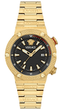 Versace Greca Logo Quartz Black Dial Gold Steel Strap Watch for Men - VE8G00624
