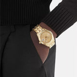 Versace Greca Time Quartz Gold Dial Gold Steel Strap Watch For Men - VE3K00522