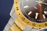 Versace Hellenyium GMT Black Dial Two Tone Steel Strap Watch for Men - V11040015