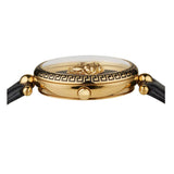 Versace Palazzo Empire Black Dial Black Leather Strap Watch for Women - VCO020017