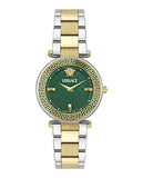 Versace Reve Analog Green Dial Two Tone Steel Strap Watch for Women - VE8B00524