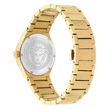 Versace V-Auria Quartz Black Dial Gold Steel Strap Watch for Men - VE0F00525