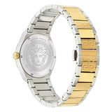 Versace V-Auria Quartz Green Dial Two Tone Steel Strap Watch for Men - VE0F00425