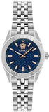 Versace V-Code Analog Blue Dial Silver Steel Strap Watch for Women - VE8I00324