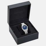 Versace V-Code Analog Blue Dial Silver Steel Strap Watch for Women - VE8I00324