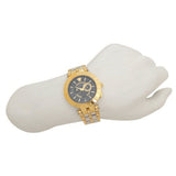Versace V-Race Quartz Black Dial Gold Steel Strap Watch For Men - VEBV00519