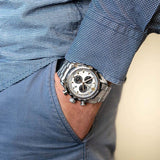 Versace V-Ray Chronograph Silver Dial Silver Steel Strap Watch For Men - VE2I00321