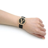 Versace Virtus Quartz Black Dial Black Leather Strap Watch for Women - VEHC00119