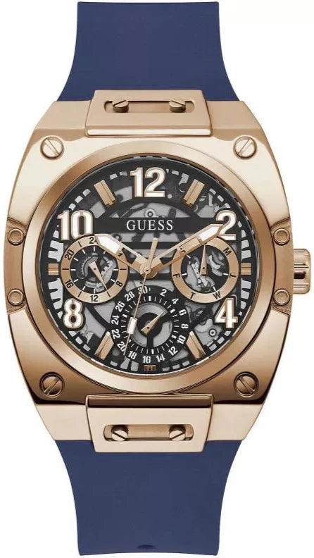 Guess Prodigy Multifunction Navy Blue Dial Blue Silicone Strap Watch For Men - GW0569G3